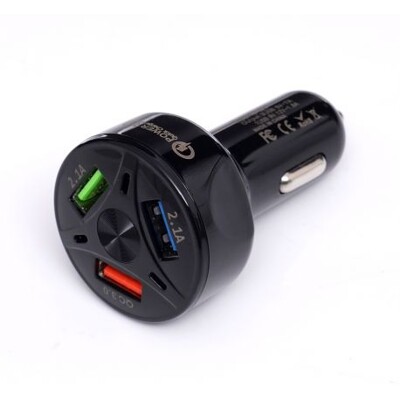 Adaptér do auta QUICK CHARGE 3 porty USB LED KD1238